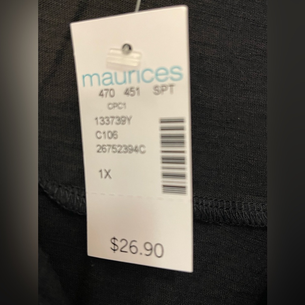 Maurice’s Women’s Black Henley Long Sleeve Shirt, size 1X NWT! - Picture 2 of 2
